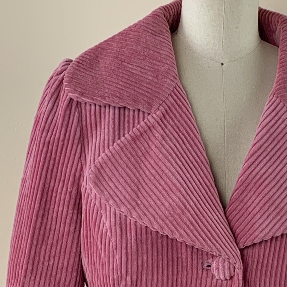 Anthropologie Elevenses Dusty Rose Pink Wide Wale Corduroy Jacket Blazer Coat - Picture 4 of 9